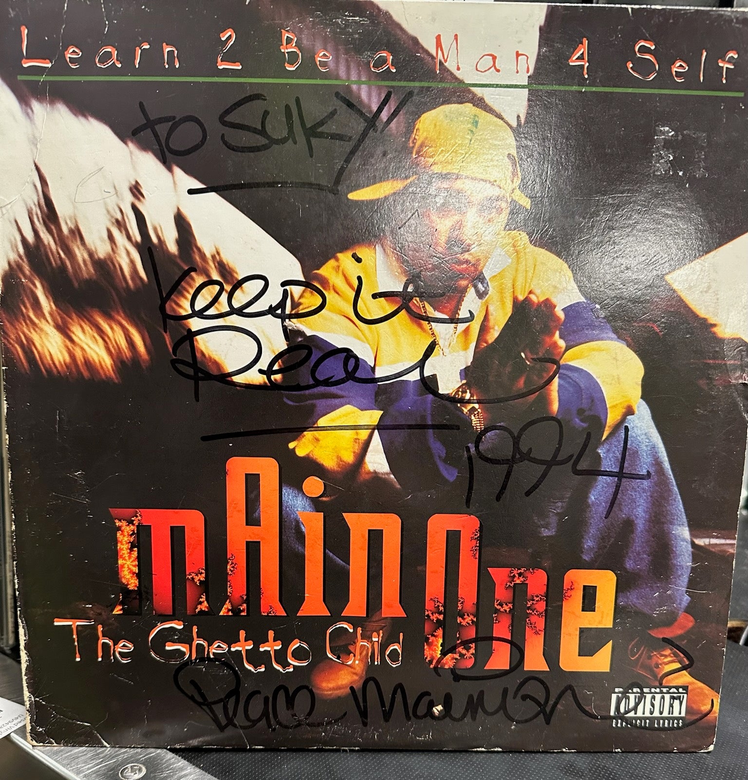 Main One The Ghetto Child- Learn 2 Be A Man 4 Self (12")(Signed By Artist On Cover, Cover Has Wear)