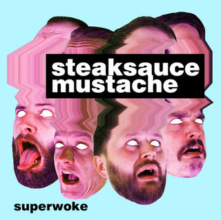 Steaksauce Mustache- Superwoke (Electric Blue W/ Pink Splatter)