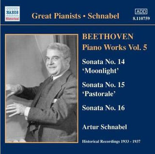 Beethoven (Artur Schnabel)- Piano Works, Vol. 5: Sonata No. 14 'Moonlight', Sonata No. 15 "Pastorale', Sonata No. 16 (Used CD)
