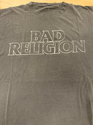 Bad Religion Logo T-Shirt, Grey, L (HOLES, SEE DESCRIPTION)