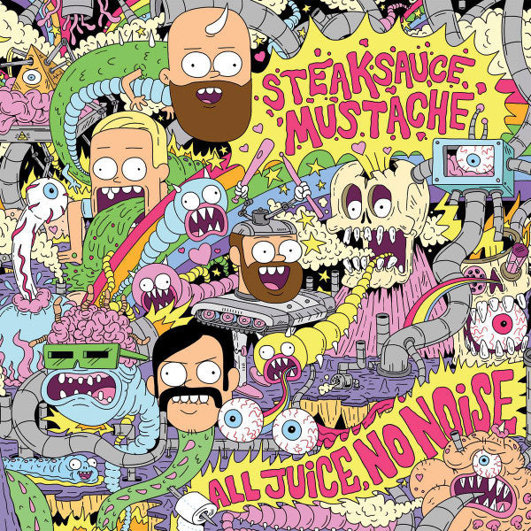 Steaksauce Mustache- All Juice, No Noise (Clear w/Blue & Pink "Pupil Rupture")