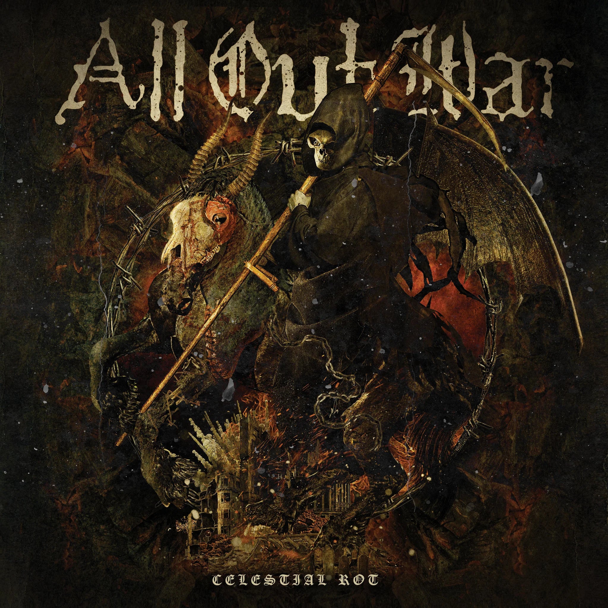 All Out War- Celestial Rot (Clear w/Black & Orange Splatter) - Darkside Records