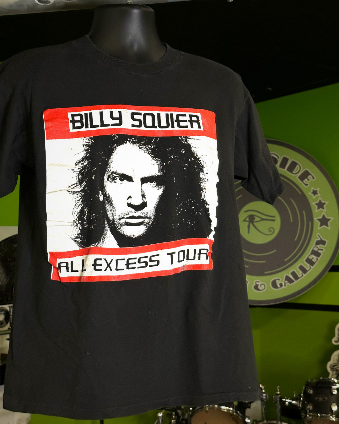 Billy Squier 1989 All Excess Tour T-Shirt, Blk, M (Tagged L)(Measures 26.5” Long, 19” Pit To Pit) - Darkside Records
