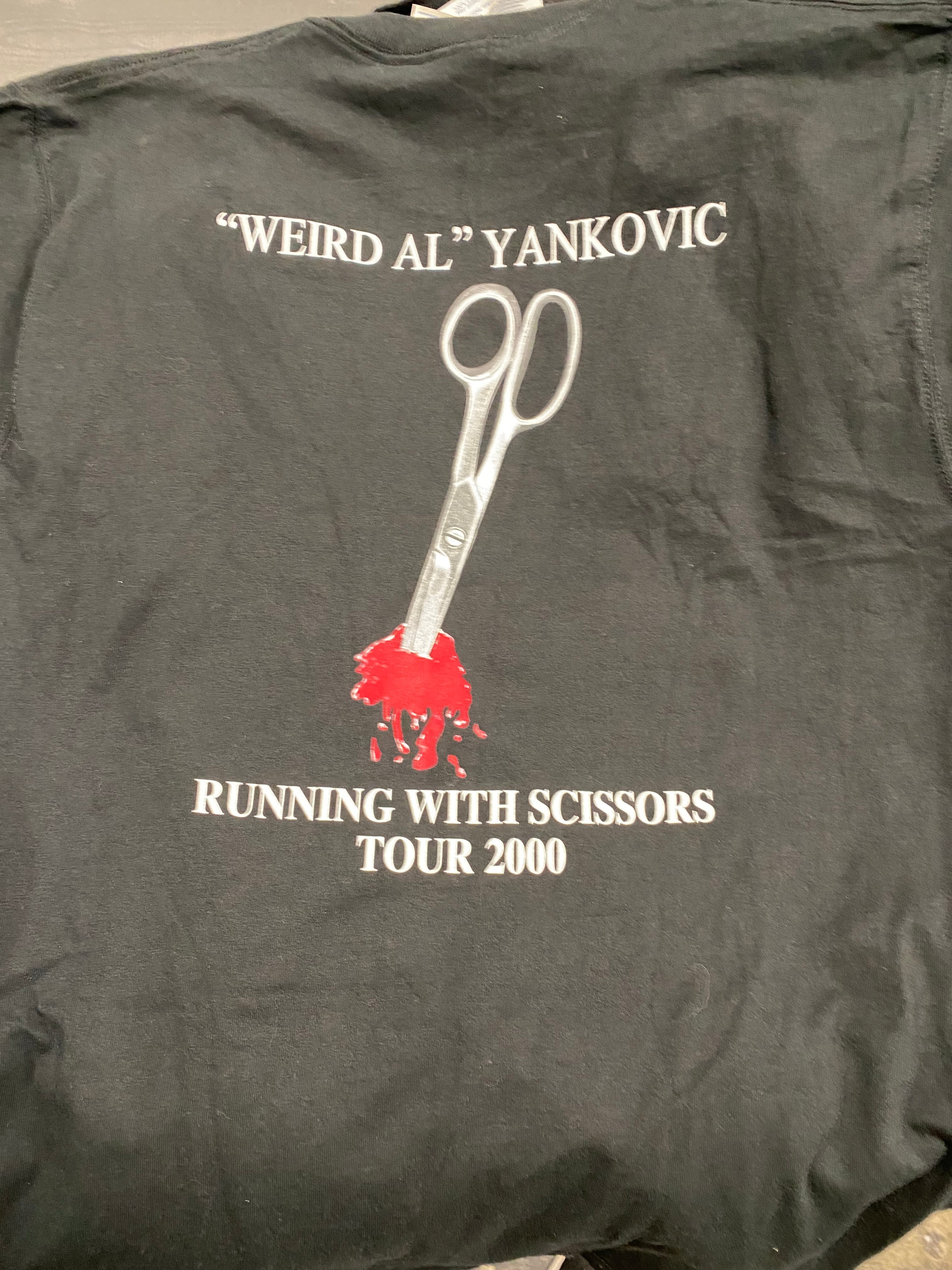 Weird Al Yankovic 2000 Running With Scissors Tour Crew T-Shirt, Blk, XL - Darkside Records