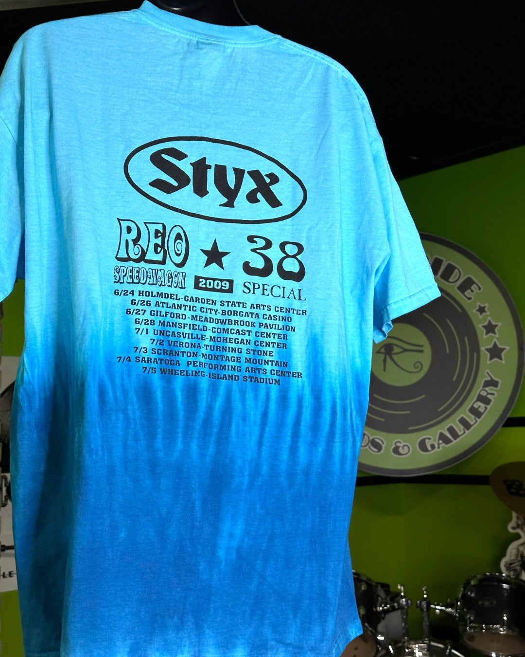 Styx REO Speedwagon 38 Special 2009 Can't Stop Rockin Tour T-Shirt, Light Blue/Dark Blue TieDye, XL - Darkside Records