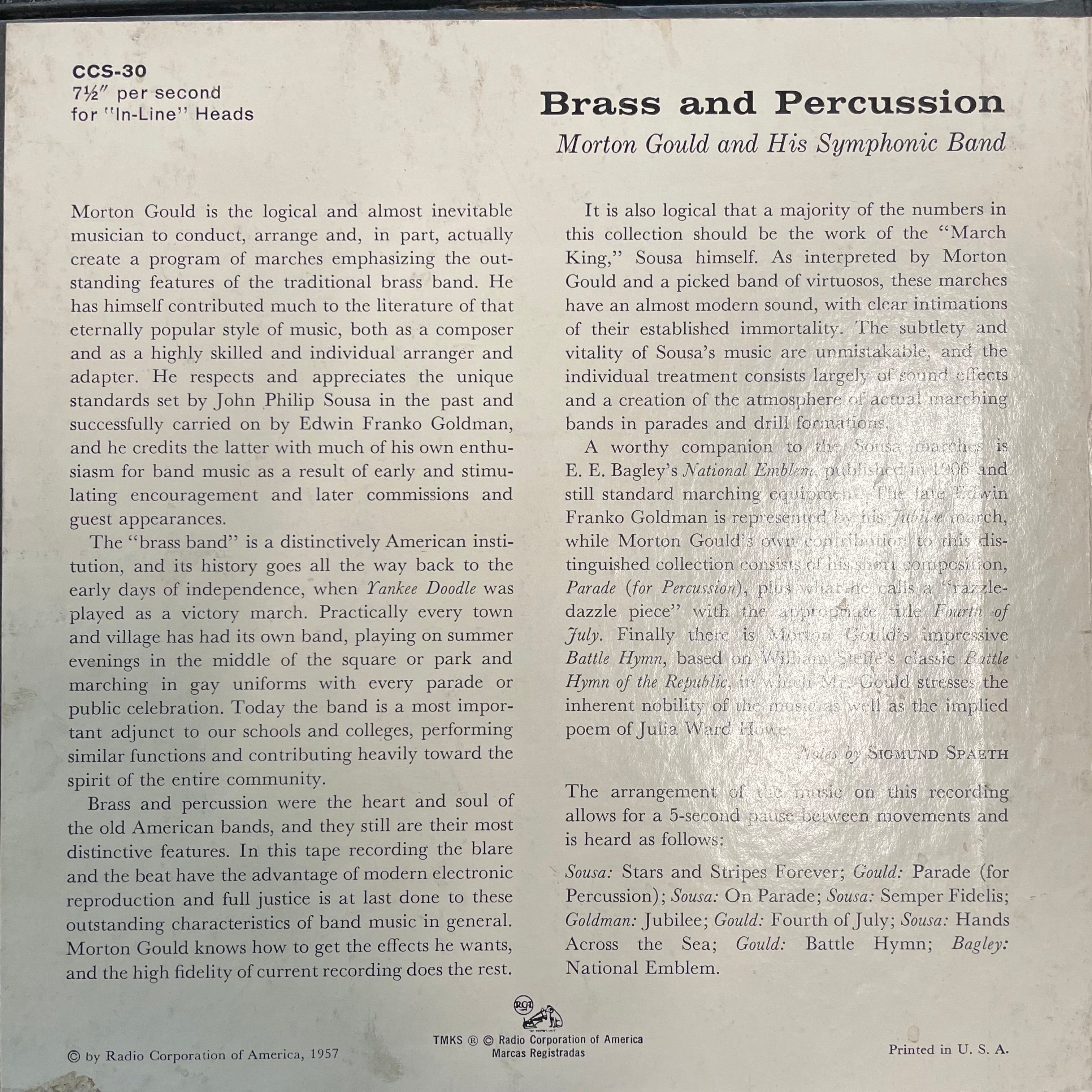 Morton Gould- Brass & Percussion (7 ½ ips) - Darkside Records