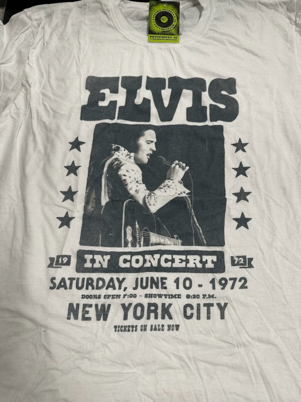 Elvis Presley Reprint 1972 NYC Concert T-Shirt, White, XL
