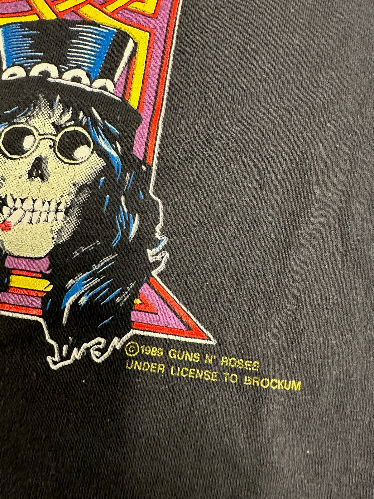 Guns N Roses 1989 Appetite For Destruction Cross T-Shirt, Blk, Tagged M (25" Long, 18.5" Pit To Pit)