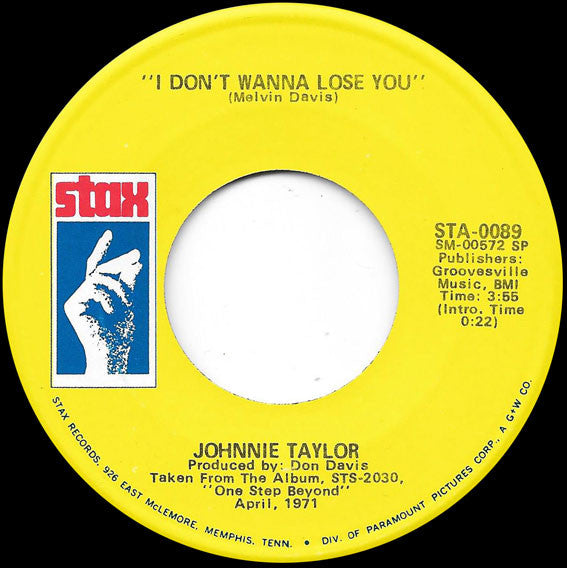 Johnnie Taylor- I Don't Wanna Lose You / Party Life - Darkside Records