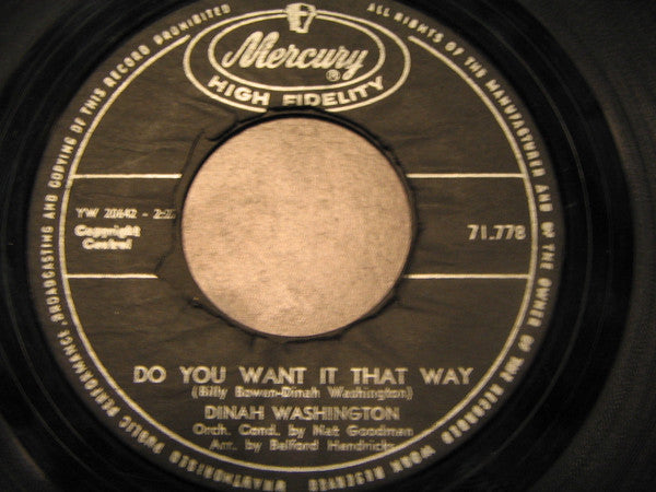 Dinah Washington- Early Every Morning/ Do You Want It That Way - Darkside Records