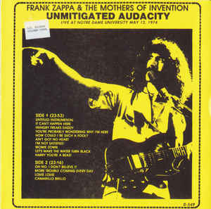 Frank Zappa & The Mothers Of Invention- Unmitigated Audacity - Darkside Records