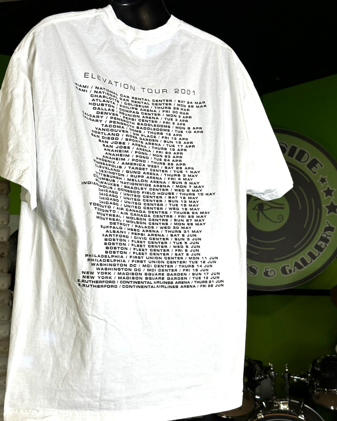 U2 2001 Elevtation Tour T-Shirt, White, XXL - Darkside Records