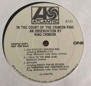 King Crimson- In The Court Of The Crimson King (DJ PROMO/MONO) - Darkside Records