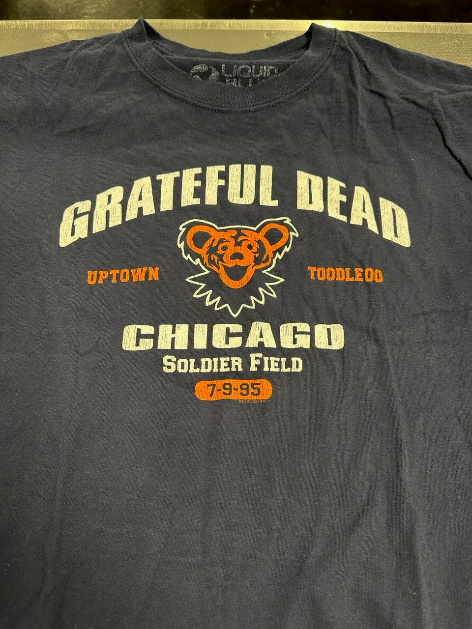 Grateful Dead Liquid Blue Reprint Soldier Field 7/9/95 T-Shirt, Navy B