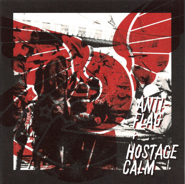 Anti Flag/Hostage Calm- Anti-Flag + Hostage Calm Split (White & Blue w/ Red Splatter) - DarksideRecords