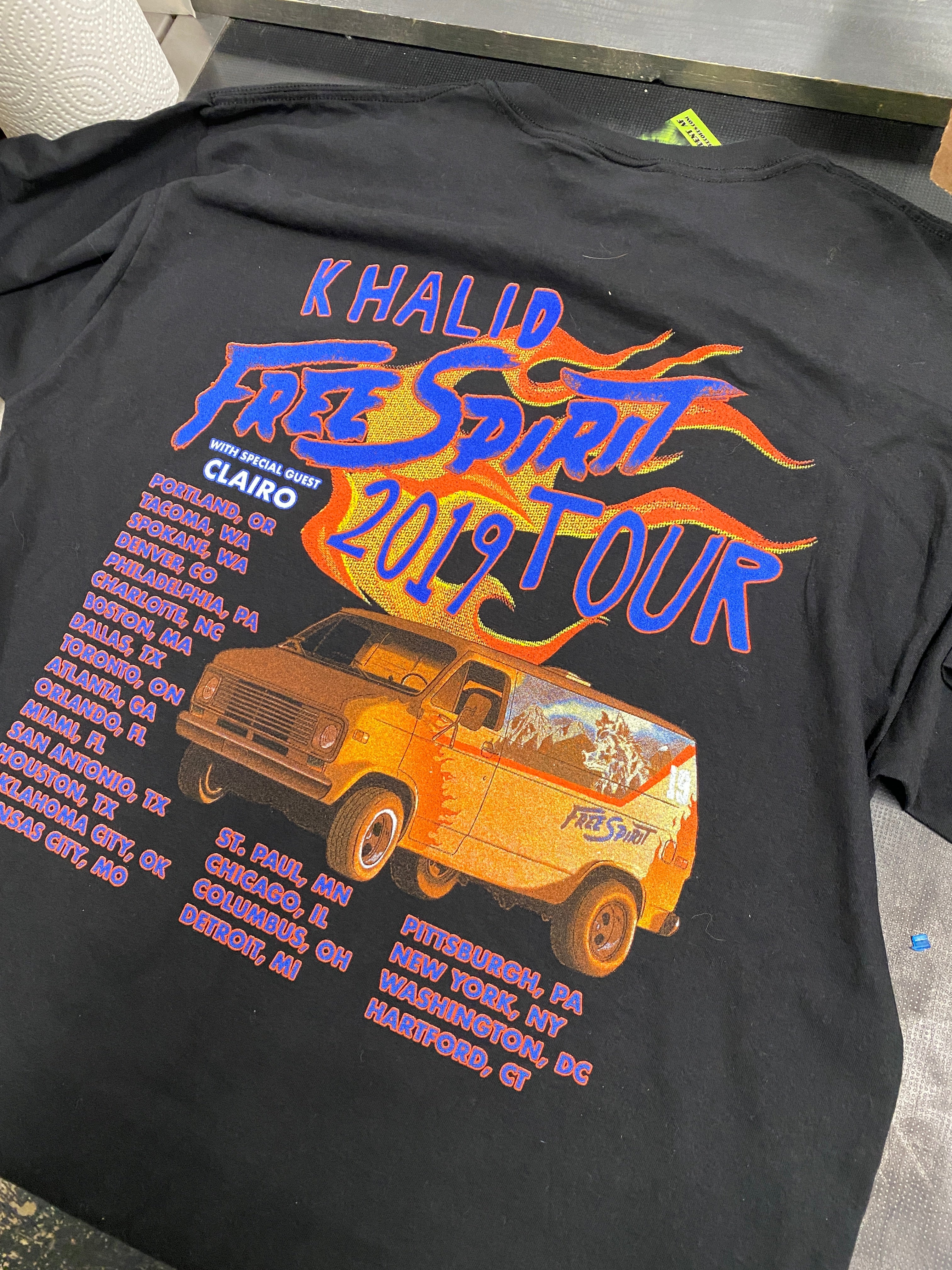 Khalid 2019 Free Spirit Tour Parking Lot Boot T-Shirt, Blk, L - Darkside Records