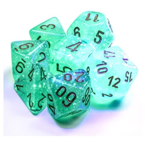 Chessex CHX27575 Borealis Light Green/Gold Polyhedral 7-Die Set - Darkside Records