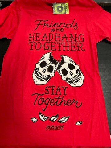 Paramore Friends Who Headbang Together... T-Shirt, Red, S - Darkside Records