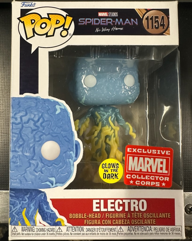 Funko POP No Way Home GITD Electro (Marvel Collector Corps Exc.)