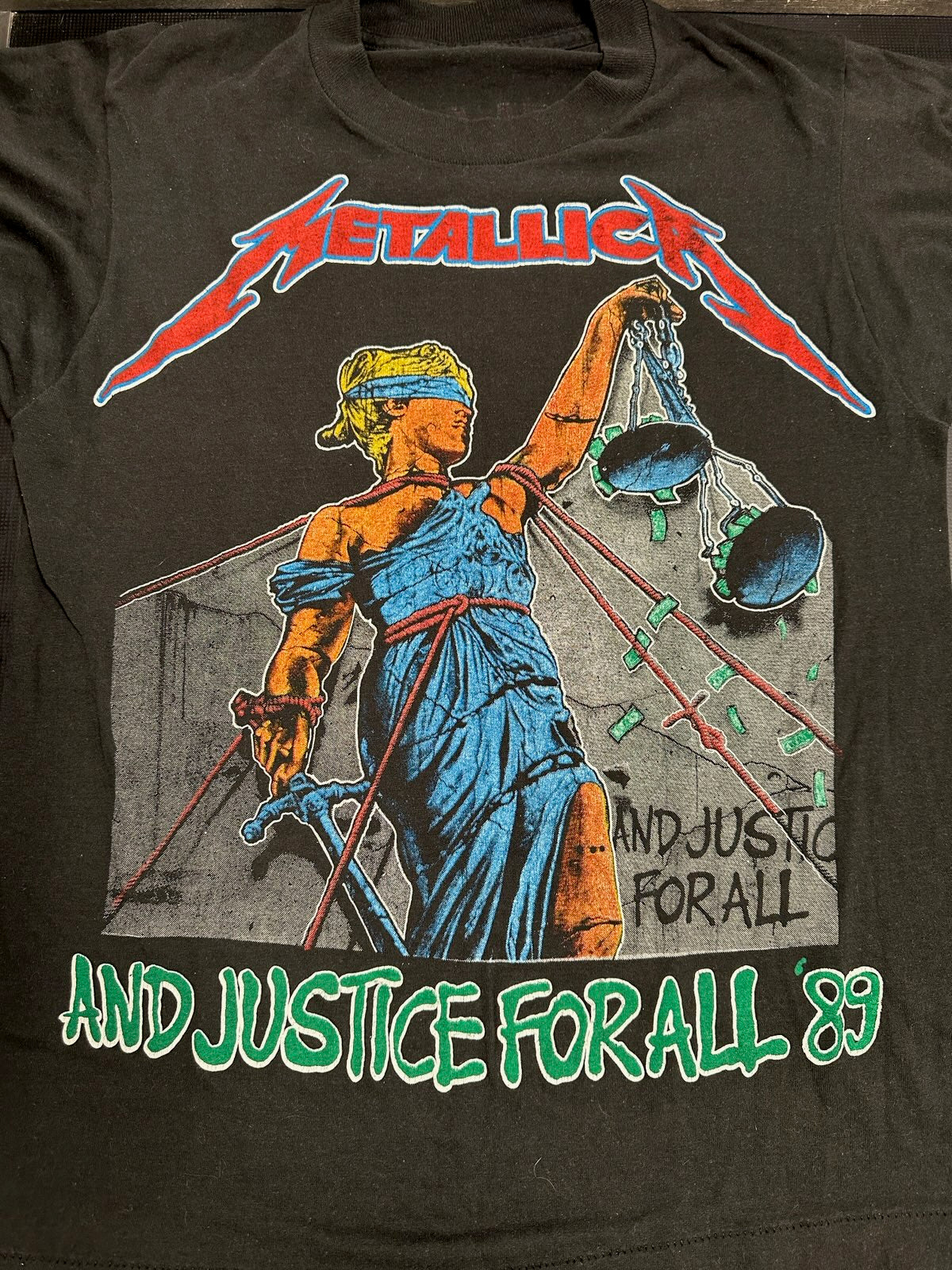Metallica And Justice For All '89 Parking Lot Tour Shirt, Blk,  Modern M (Tagless: 24.5" Long, 17.5" Pit To Pit)