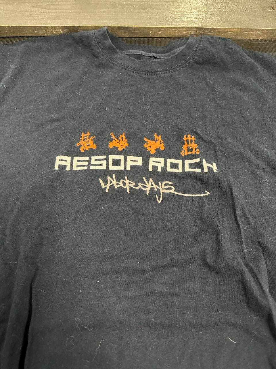 Aesop Rock Labor Days Logo Modern Reprint T-Shirt, Navy Blue, M