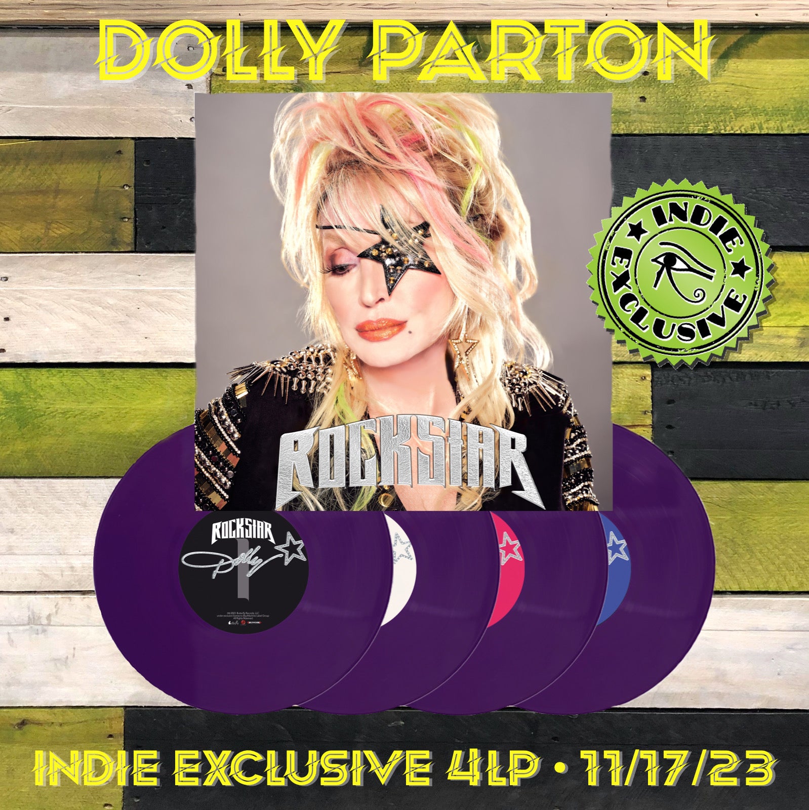 Dolly Parton- Rockstar [Deep Purple 4LP] [Alternate Cover] (Indie Exclusive) (PREORDER) - Darkside Records