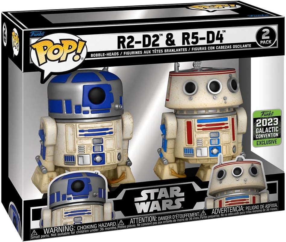 Funko POP Star Wars R2-D2 & R5-D4 2-pk (2023 Galactic Convention Sticker) (Corner Damage To Box) - Darkside Records