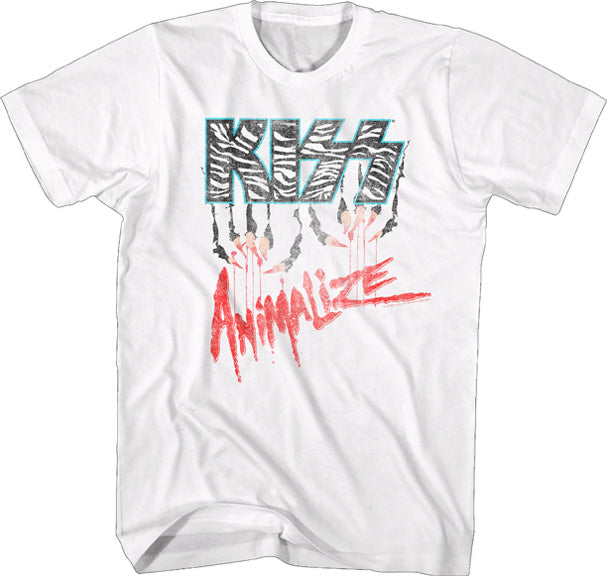 Kiss Animalize Logo White T-Shirt - Darkside Records